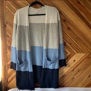 A New Day Blue Colorblock Long Cardigan XS